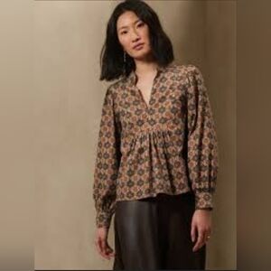 Banana Republic Factory Corduroy Peasant Top Cotton  Blouse Women's Size‎ XL